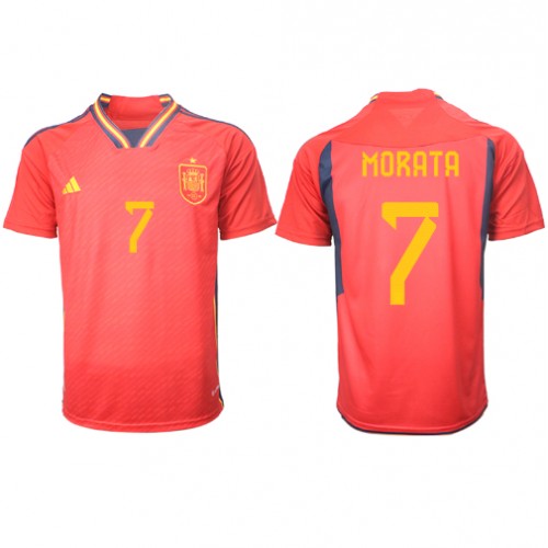 Spania Alvaro Morata #7 Hjemmedrakt VM 2022 Kortermet Spania Alvaro Morata #7 Hjemmedrakt VM 2022 Kortermet